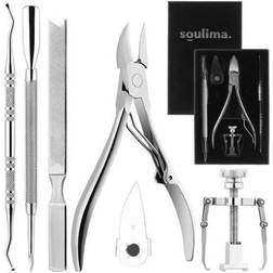 Soulima 6-delat nagelset kvinnor Inväxande tånaglar set manikyrset nagelklippare nagelfodral nagelvård Inväxande tånagelverktyg