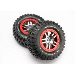 Traxxas Tires And Wheels Assembled (SCT Split-Spoke Chrome/Red) TRX6873A