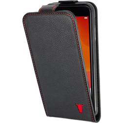 Torro iPhone SE & iPhone 8/7 Leather Flip Case Black with Red Detail