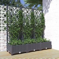 vidaXL plantekasse med espalier 120x40x121,5 PP mørkegrå Plantekasse