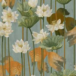 vidaXL DUTCH WALLCOVERINGS Wallpaper Fish/Flower Green Wall Covering Decorative Paper