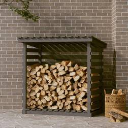 vidaXL Firewood Rack Grey 108x73x108 cm Solid Wood Pine Grey