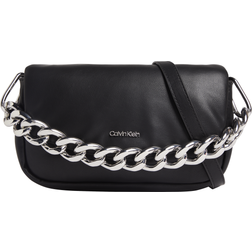 Calvin Klein Small black crossbody bag with chain strap, Black