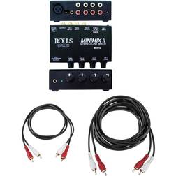 Rolls Mini-Mix 2 Four-Channel Mixer W/H&A 2 RCA Male to 2 RCA Male 3'/10'Cables