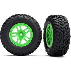 Traxxas Däck på fälg SCT Split-Spoke grön (2) 4WD v/h, 2WD h (TS