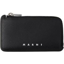 Marni Leren Portemonnee Met Logoprint - Zwart