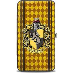 Wizarding World of Harry Potter Wallet Hinged Hufflepuff Crest Stripes Diamonds Gold Browns