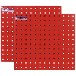 Loops 2 PACK 500 x 500mm Red Wall Mounted Tool Storage Hook Panel Warehouse Tray