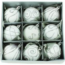 Premier Set of Nine White Baubles 6cm Christmas Tree Ornament
