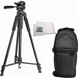 professional 72-inch tripod 3-way panhead tilt motion with built in bubble leveling deluxe backpack for canon, nikon, sony, pentax, sigma, fuji