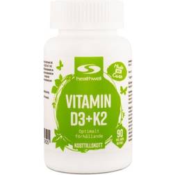 Healthwell Vitamin D3+K2 Vegan, 90 kapsler