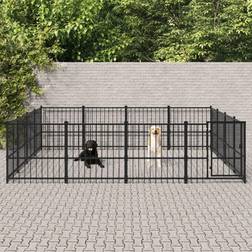 vidaXL Hundgård utomhusbruk stål 15,05 m²