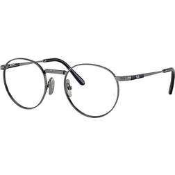 Ray-Ban ROUND II TITANIUM Gunmetal Montura Transparente Lentes polarizados 50-20