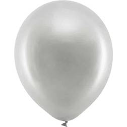 PartyDeco Metalliske Sølv Balloner 23cm (100 stk