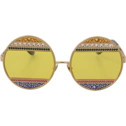 Dolce & Gabbana Krystall Oval Solbriller Gul Linse Yellow