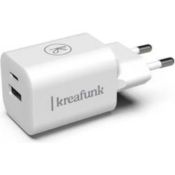 Kreafunk Seinälaturi USB-C USB A aDAPT Valkoinen