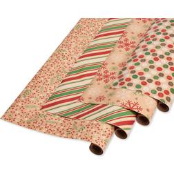 Papier D'emballage D'hiver American Greetings Rouge Vert Lot De 4