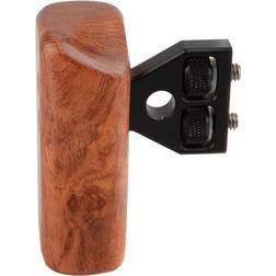 CAMVATE Left Hand Wooden Handle Grip with Thumbscrew Connector DV Cage Rig