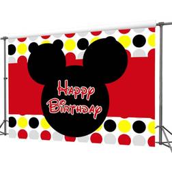 zlhcgd 7x5FT Mickey Mouse Photography Photo Background for Kids Birthday Party Backdrops Decoration