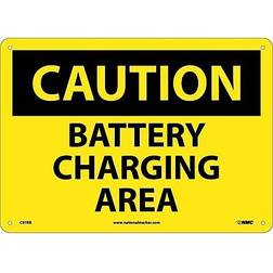 Caution, Battery Charging Area, 10X14, Rigid Plastic Yellow