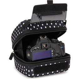 USA Gear Hard Shell DSLR Camera Case (Polka Dot) with Molded EVA Protection, Quick Access Opening, Padded Interior and Rubber Coated Handle-Compatible with Nikon, Canon, Pentax, Olympus and More