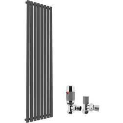 Elegant 1800x480mm Vertical Column Designer Radiators + Chrome Thermostatic Radiator Valves