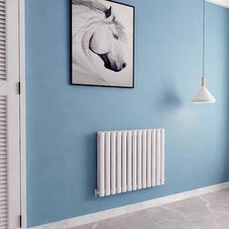 Aica 600x767mm White Vertical/Horizontal Designer Radiator Single/Double Oval Column Heating Rads