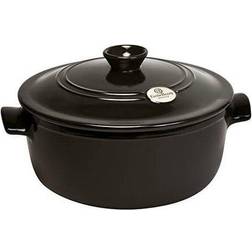 Emile Henry Keramisk Gryde 26 cm 4 l Charcoal med låg