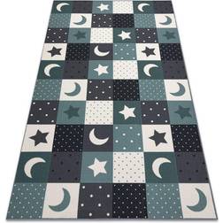 Carpet for kids stars children's turquoise blue 300x450