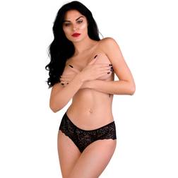 Daring Intimates Ella Crotchless Cheeky Panty Black L/XL