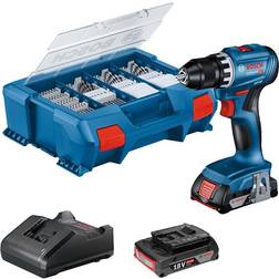 Bosch Perceuse-visseuse professional GSR 18V 2 batteries 2,0Ah chargeur 82 pièces, en L-Case