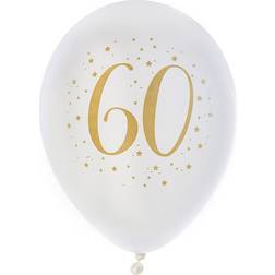 Verjaardag leeftijd ballonnen 60 jaar 8x wit/goud 23 cm Feestartikelen/versieringen