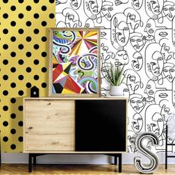 Parato Noordwand tapet Friends & Coffee Line Art Faces hvid og sort