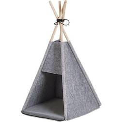 Beliani Niche Pour Chat En Forme De Tente Tipi En Feutre Gris Clair Cachette Parfaite Pour Votre Animal Très Confortable Et Décoratif