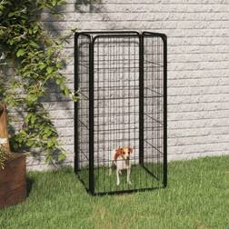 vidaXL Dog Playpen 4 Panels Black Powder-coated Steel - Black