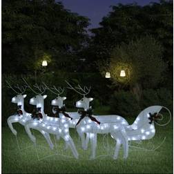 vidaXL White, 100 Reindeer Sleigh Weihnachtsleuchte