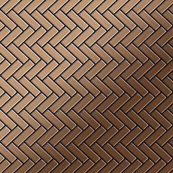 Alloy Alloy - Mosaic tile massiv metal Titanium Amber brushed copper 1.6mm thick Herringbone-Ti-AB