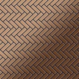 Alloy - Mosaic tile massiv metal Titanium Amber brushed copper 1.6mm thick Herringbone-Ti-AB