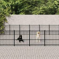vidaXL Dog Kennel Steel 37.64 mÂ² - Black