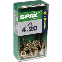 Spax - Caja de 20 unidades de tornillo para madera con cabeza avellanada ø 4 x 20 mm