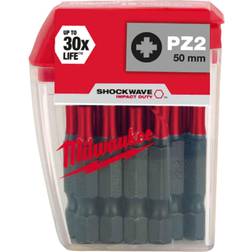 Milwaukee 10pc 50mm Shockwave PZ2 Impact Screwdriver Drill Bits Set New