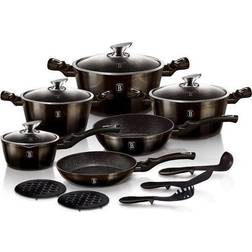 Berlinger Haus Metallic Line Shiny Black Edition Cookware Set with lid 18 Parts