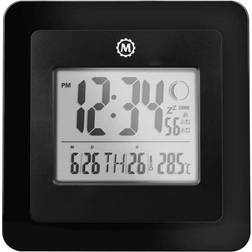 Marathon CL030049BK Digitale Mondphasen-Wanduhr mit großen Ziffern schwarz