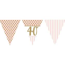 Pink Chic Age 40 Metallic Print Flag Bunting