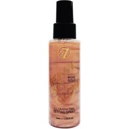 W7 Ready Set Glow Makeup Setting Spray Shimmer Finish Long-Lasting, Ultra-Fine Formula (Rose Gold)