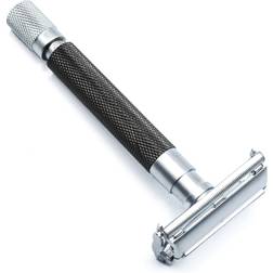 Parker Shaving Graphite Satin Chrome Textured Heavy Weight Butterfly Open Safety Razor