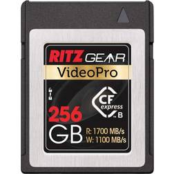 CFExpress Type B Card 256GB (1700/1100 R/W) by Ritz Gear Video Pro. Pairs with Compatible Nikon, Panasonic & Canon DSLR Cameras