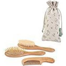 Miniland Bunny Eco Wooden Brush Comb Set brown/white, Brown/White