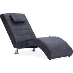 vidaXL Chaise longue de massage avec oreiller Gris Similicuir daim Gris