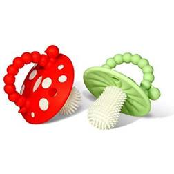 RaZbaby Chompy Mushroom Silicone Teether 2PK Red & Green